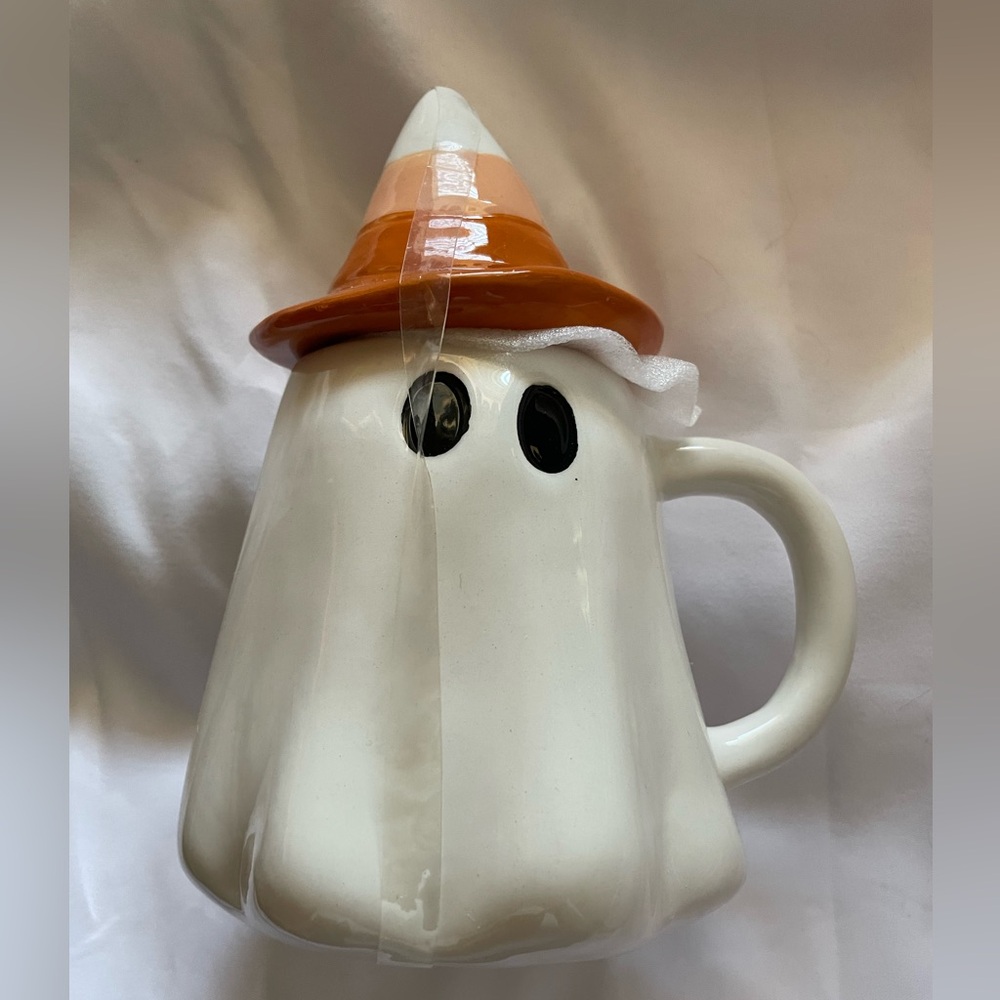 Halloween Ghost Mug With Witch Hat Lid New